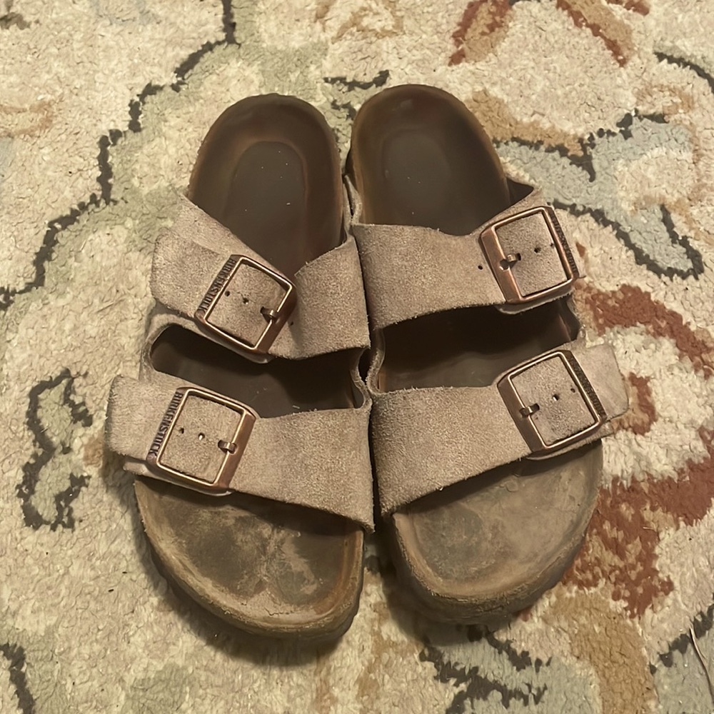 Tan Birkenstock sandals